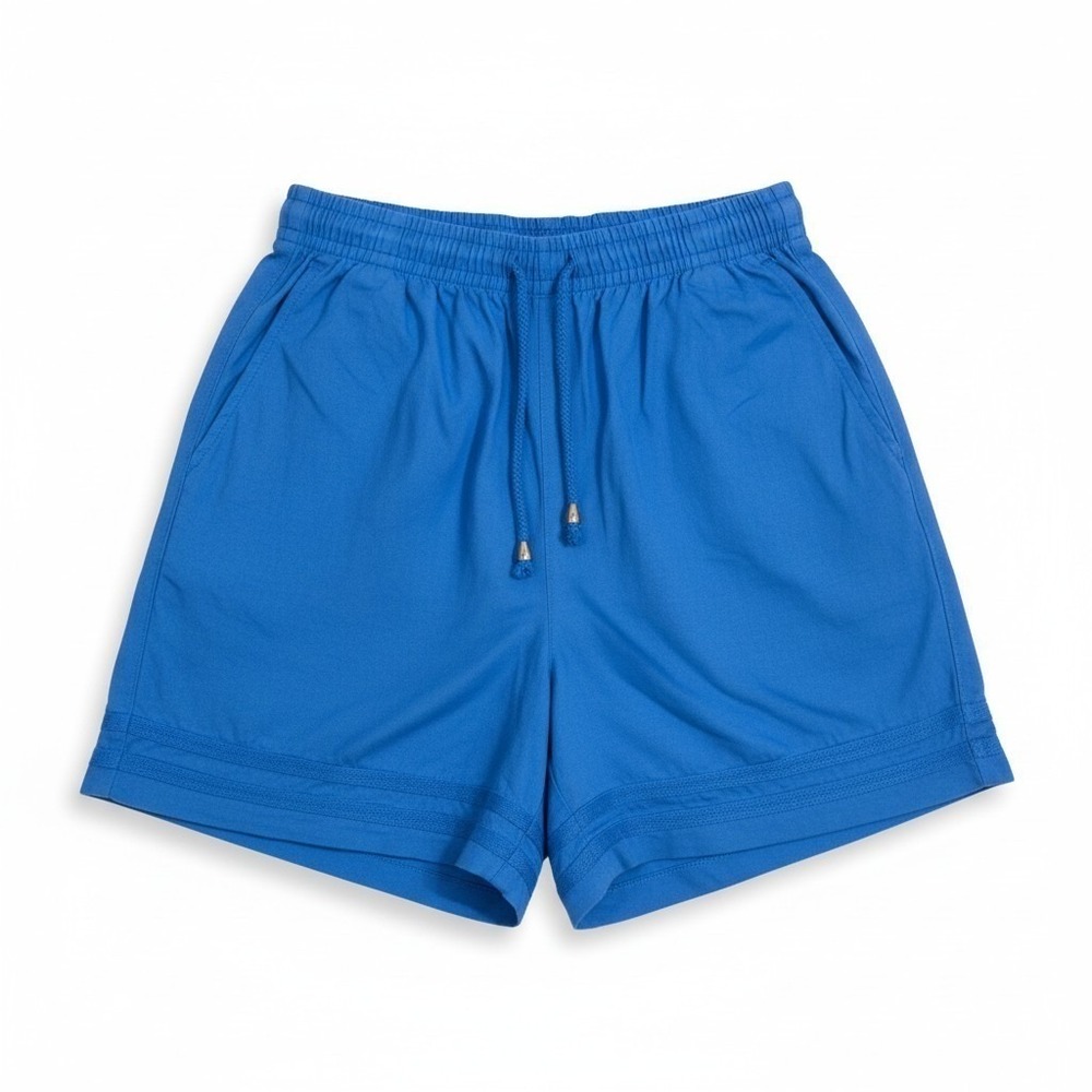 Liz & Co Womens Royal Blue 100% Cotton Drawstring Elastic Waist Shorts Small